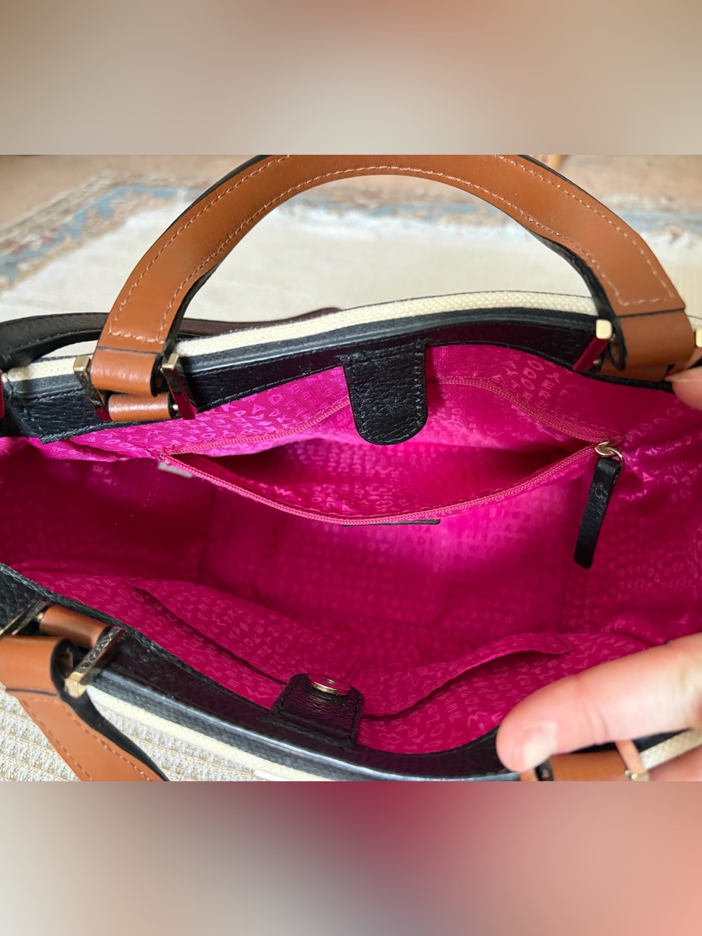 Kate Spade New York Houston Street Fabric Leo Satchel Striped Crossbody - Picture 9 of 15